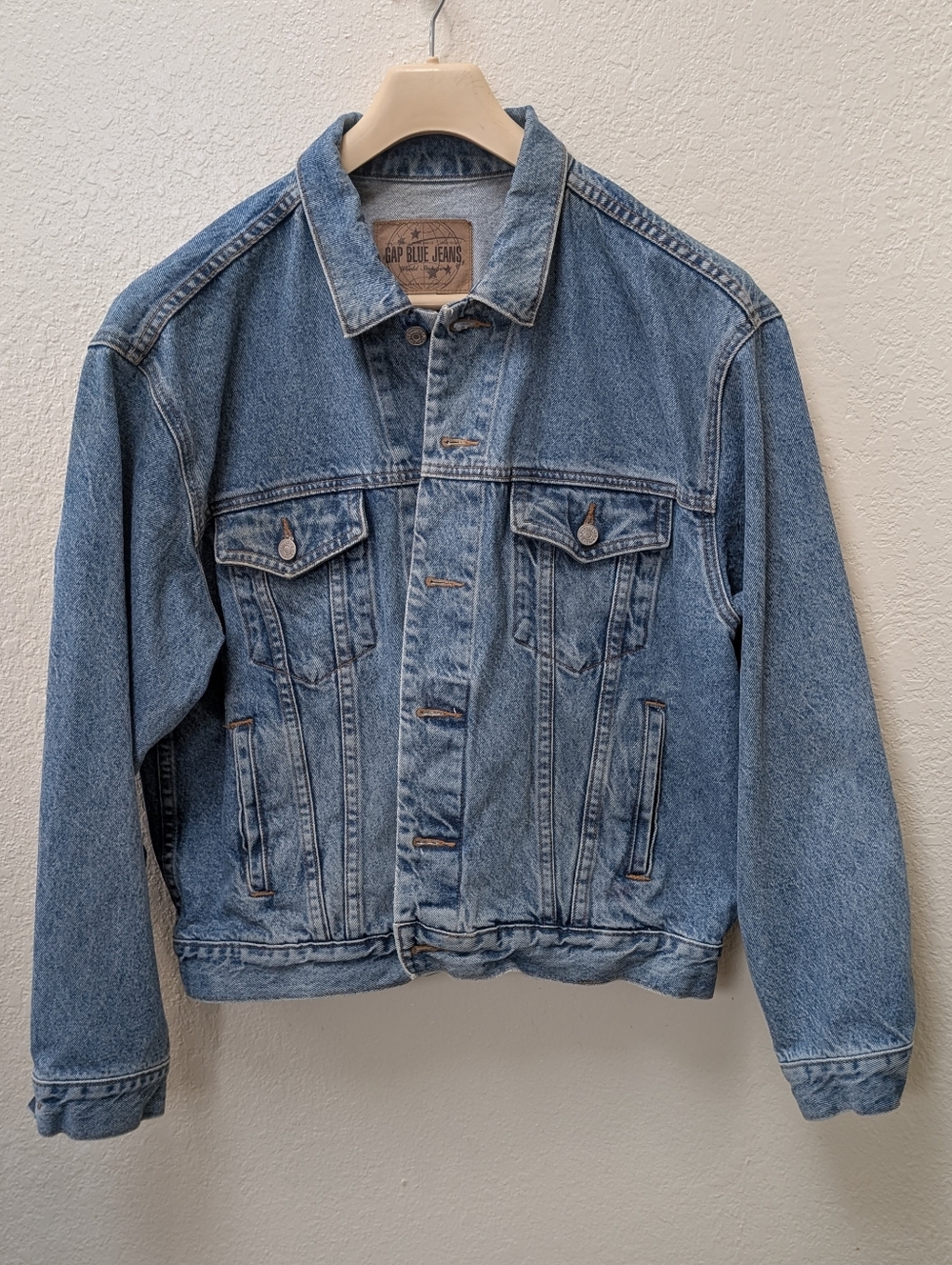 100% Cotton Vintage Gap Blue Jeans Jacket Size Large